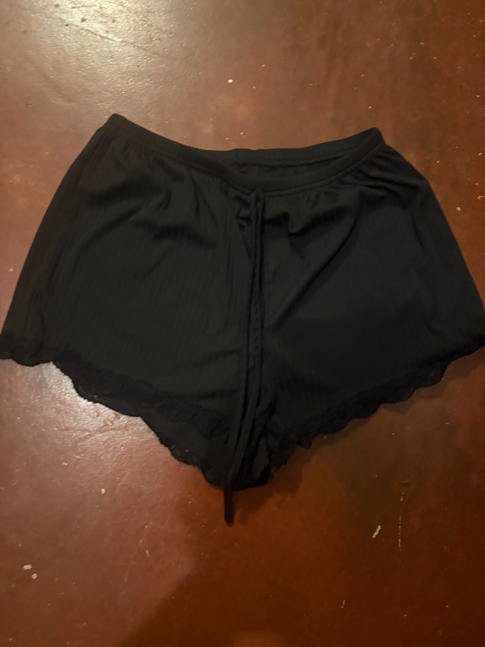 Black Lace Trim Lounge Shorts